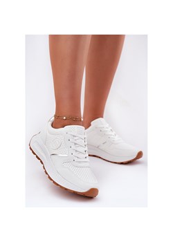 Sneakersy Damskie Na Platformie Big Star RR274487 Hi-Poly System Białe ze sklepu ButyModne.pl w kategorii Buty sportowe damskie - zdjęcie 180226550