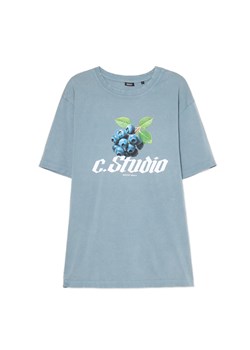 Cropp - T-shirt z motywem borówek - niebieski ze sklepu Cropp w kategorii T-shirty męskie - zdjęcie 180227491
