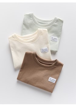 Reserved - Bawełniany t-shirt 3 pack - jasnoszary ze sklepu Reserved w kategorii T-shirty chłopięce - zdjęcie 180227972