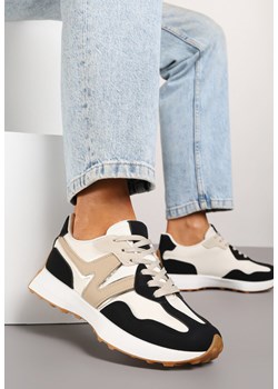 Czarno-Beżowe Sneakersy z Geometrycznym Wzorem Jenaviella ze sklepu renee.pl w kategorii Buty sportowe damskie - zdjęcie 180238512