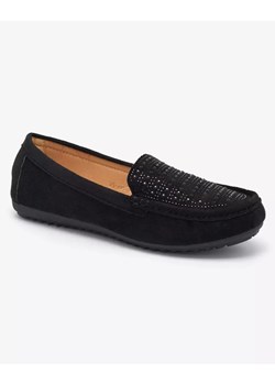 Royalfashion Czarne damskie mokasyny z cyrkoniami Bretika ze sklepu royalfashion.pl w kategorii Mokasyny damskie - zdjęcie 180252223