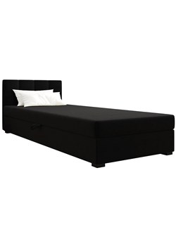 Czarne łóżko tapicerowane z zagłówkiem i pojemnikiem 100x195 cm - Lesi 5X ze sklepu Edinos.pl w kategorii Łóżka i materace - zdjęcie 180255232