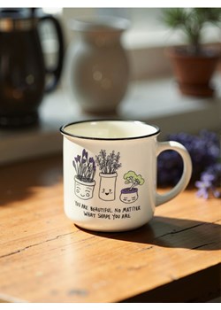 Sinsay - Porcelanowy kubek ze wzorem - fioletowy ze sklepu Sinsay w kategorii Kubki - zdjęcie 180265314