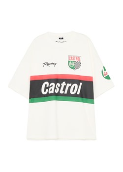 Cropp - Kremowa koszulka Castrol - kremowy ze sklepu Cropp w kategorii T-shirty męskie - zdjęcie 180284851