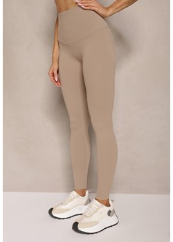 Beżowe Basicowe Legginsy High Waist Tofelia ze sklepu renee.pl w kategorii Spodnie damskie - zdjęcie 180285823