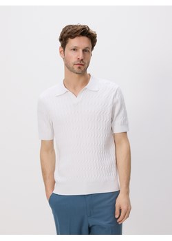 Reserved - Strukturalny sweter polo - biały ze sklepu Reserved w kategorii T-shirty męskie - zdjęcie 180330244