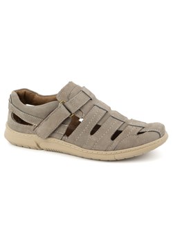 Buty męskie skórzane półbuty na rzep przewiewne 931K oliwkowe ze sklepu butyolivier w kategorii Półbuty męskie - zdjęcie 180334820