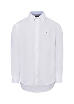 Tommy Hilfiger Męska koszula casual z zawartością lnu Mężczyźni Regular Fit Bawełna biały jednolity ze sklepu vangraaf w kategorii Koszule męskie - zdjęcie 180339341