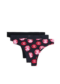 Cropp - Majtki brazyliany z motywem ust - czarny ze sklepu Cropp w kategorii Majtki damskie - zdjęcie 180339951