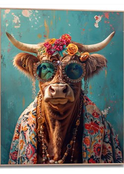 Orangewallz Druk artystyczny &quot;Coloured Cow&quot; w ramce ze sklepu Limango Polska w kategorii Obrazy - zdjęcie 180352121