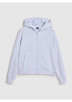 Damska bluza dresowa rozpinana z kapturem 4F 4FWSS25TSWSF1577 - niebieska ze sklepu Sportstylestory.com w kategorii Bluzy damskie - zdjęcie 180356511