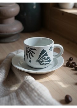 Sinsay - Porcelanowa filiżanka z morskim motywem ze spodkiem - szary ze sklepu Sinsay w kategorii Filiżanki - zdjęcie 180368201