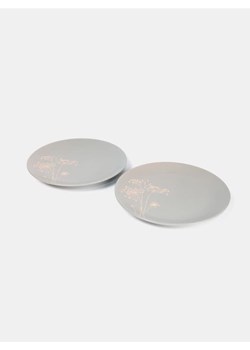 Sinsay - Kamionkowy talerz z motywem kwiatowym 2 pack - szary ze sklepu Sinsay w kategorii Talerze - zdjęcie 180368221