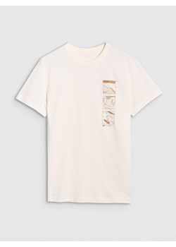 Męski t-shirt z nadrukiem 4F 4FRSS25TTSHM2982 - biały ze sklepu Sportstylestory.com w kategorii T-shirty męskie - zdjęcie 180375174
