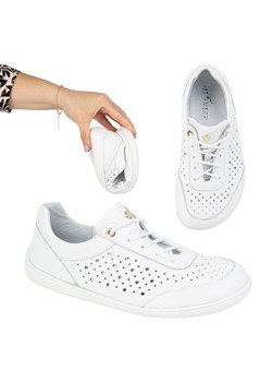 BAREFOOT Damskie minimalistyczne sneakersy 1769POL ażurowe białe ze sklepu butyolivier w kategorii Półbuty damskie - zdjęcie 180375311