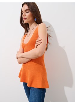 Mohito - Pomarańczowy top z wiskozą - pomarańczowy ze sklepu Mohito w kategorii Bluzki damskie - zdjęcie 180383270