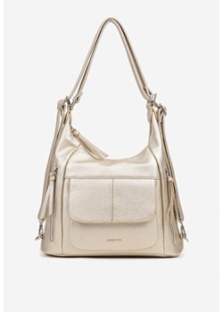 Złota Torebka Hobo z Regulowanym Paskiem i Ozdobnymi Suwakami Tenila ze sklepu born2be.pl w kategorii Torby Shopper bag - zdjęcie 180390963