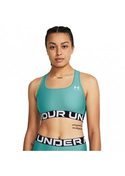 Biustonosz treningowy Under Armour UA HG Mid Branded - turkusowy ze sklepu Sportstylestory.com w kategorii Biustonosze - zdjęcie 180391900