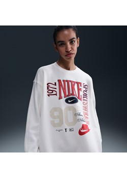 Damska bluza oversize z dzianiny dresowej z półokrągłym dekoltem Nike Sportswear - Biel ze sklepu Nike poland w kategorii Bluzy damskie - zdjęcie 180396673
