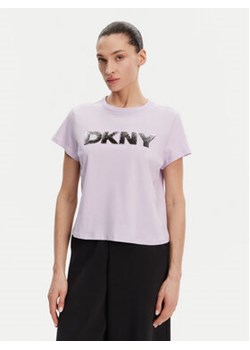 DKNY T-Shirt DP4T1035 Fioletowy Regular Fit ze sklepu MODIVO w kategorii Bluzki damskie - zdjęcie 180402171