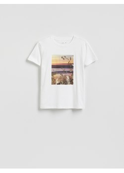 Reserved - Bawełniany t-shirt z nadrukiem - biały ze sklepu Reserved w kategorii Bluzki damskie - zdjęcie 180405811
