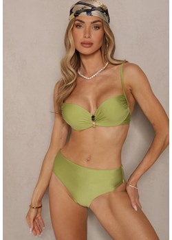Zielone Bikini Majtki Figi i Biustonosz z Metaliczną Ozdobą Kinalenna ze sklepu renee.pl w kategorii Stroje kąpielowe - zdjęcie 180405971