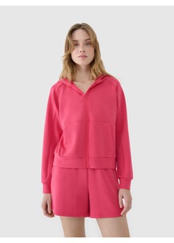 Damska bluza dresowa rozpinana z kapturem 4F 4FWSS25TSWSF1577 - różowa ze sklepu Sportstylestory.com w kategorii Bluzy damskie - zdjęcie 180408470