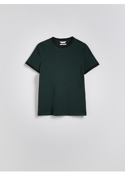 Reserved - Bawełniany t-shirt slim fit - ciemnozielony ze sklepu Reserved w kategorii T-shirty męskie - zdjęcie 180408712