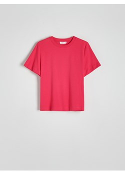 Reserved - T-shirt regular z merceryzowanej bawełny - fuksja ze sklepu Reserved w kategorii Bluzki damskie - zdjęcie 180408810