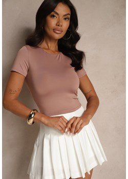 Ciemnoróżowy T-shirt Cropped z Wiskozą Efranessa ze sklepu renee.pl w kategorii Bluzki damskie - zdjęcie 180409353