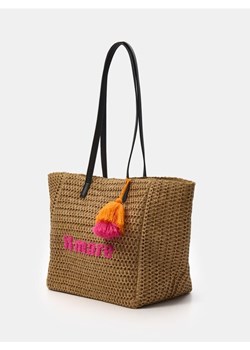 Sinsay - Torebka pleciona shopper z napisem - kremowy ze sklepu Sinsay w kategorii Torby letnie - zdjęcie 180413842