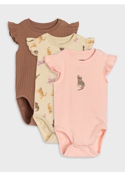 Sinsay - Elastyczne body z prążkowanej dzianiny 3 pack - kremowy ze sklepu Sinsay w kategorii Odzież dla niemowląt - zdjęcie 180414044