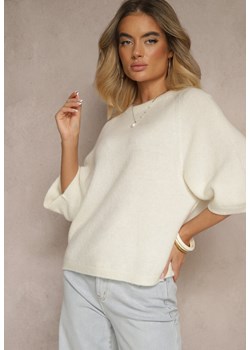 Jasnobeżowy Sweter z Rękawami 3/4 z Wełną Dannalin ze sklepu renee.pl w kategorii Swetry damskie - zdjęcie 180414182