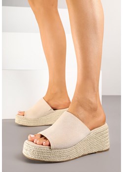 Beżowe Casualowe Klapki na Koturnie z Plecionki Idavenna ze sklepu born2be.pl w kategorii Espadryle damskie - zdjęcie 180414870