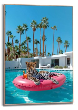 Orangewallz Druk artystyczny &quot;Floating Leopard&quot; w ramce - 50 x 70 cm ze sklepu Limango Polska w kategorii Obrazy - zdjęcie 180417124