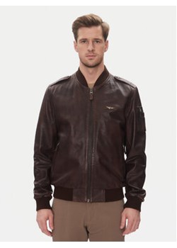 Aeronautica Militare Kurtka skórzana 251PN5044PL266 Brązowy Regular Fit ze sklepu MODIVO w kategorii Kurtki męskie - zdjęcie 180424604