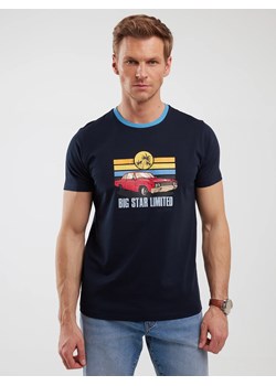 Koszulka męska z kolorowym nadrukiem granatowa Ralier 403 ze sklepu Big Star w kategorii T-shirty męskie - zdjęcie 180426864