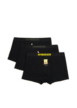 Cropp - 3 pack bokserek z postaciami serii SpongeBob Kanciastoporty - czarny ze sklepu Cropp w kategorii Majtki męskie - zdjęcie 180427372