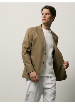 Reserved - Marynarka slim fit z dodatkiem konopi - warm olive ze sklepu Reserved w kategorii Marynarki męskie - zdjęcie 180428243