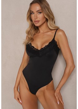 Czarne Body Ozdobione Koronkowymi Wstawkami Amolora ze sklepu renee.pl w kategorii Body damskie - zdjęcie 180429071