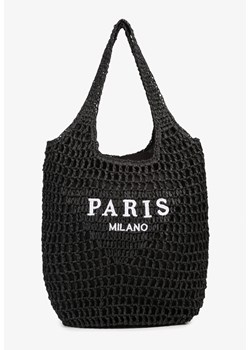 Czarna Torebka Shopper z Plecionką i Napisami Navessa ze sklepu born2be.pl w kategorii Torby letnie - zdjęcie 180432404