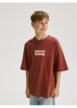 Reserved - Bawełniany t-shirt z nadrukiem - bordowy ze sklepu Reserved w kategorii T-shirty chłopięce - zdjęcie 180436621