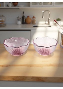 Sinsay - Ozdobne salaterki z ryflowaniem 2 pack - różowy ze sklepu Sinsay w kategorii Miski - zdjęcie 180437030