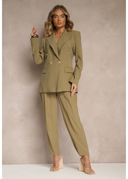 Ciemnobeżowe Eleganckie Modalowe Spodnie Garniturowe High Waist Mavilisse ze sklepu renee.pl w kategorii Spodnie damskie - zdjęcie 180437264