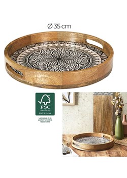 Ethnical Life Taca w kolorze brązowo-beżowo-czarnym - Ø 35 cm ze sklepu Limango Polska w kategorii Misy i tace dekoracyjne - zdjęcie 180439251