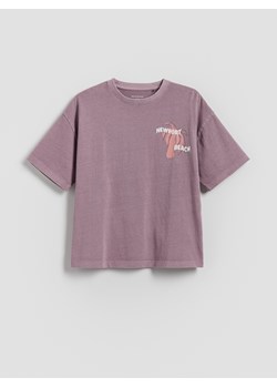 Reserved - Bawełniany t-shirt oversize - fioletowy ze sklepu Reserved w kategorii T-shirty chłopięce - zdjęcie 180439830