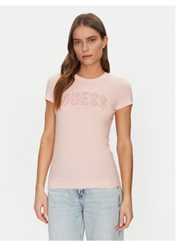 Guess T-Shirt W5GI04 J1314 Różowy Slim Fit ze sklepu MODIVO w kategorii Bluzki damskie - zdjęcie 180440750