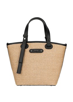 Wojas Beżowa Torebka Z Raffii Z Czarnymi Elementami ze sklepu Wojas w kategorii Torby Shopper bag - zdjęcie 180440972