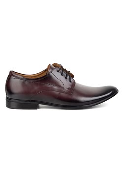 Buty męskie wizytowe skórzane 294LU bordowe ze sklepu butyolivier w kategorii Buty eleganckie męskie - zdjęcie 180441740