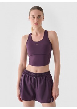 Damski top treningowy 4F 4FWAW24TFTSF1067 - fioletowy ze sklepu Sportstylestory.com w kategorii Bluzki damskie - zdjęcie 180442240